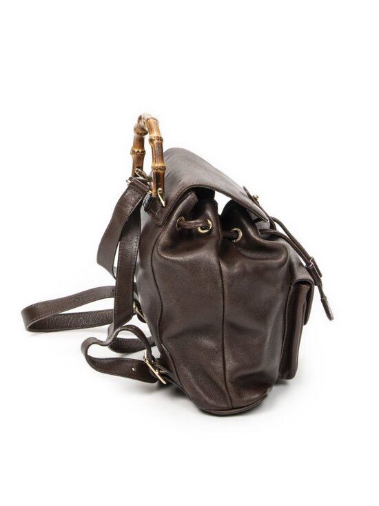Gucci Mini Bamboo Backpack Dark Brown Calfskin Leather main image 5